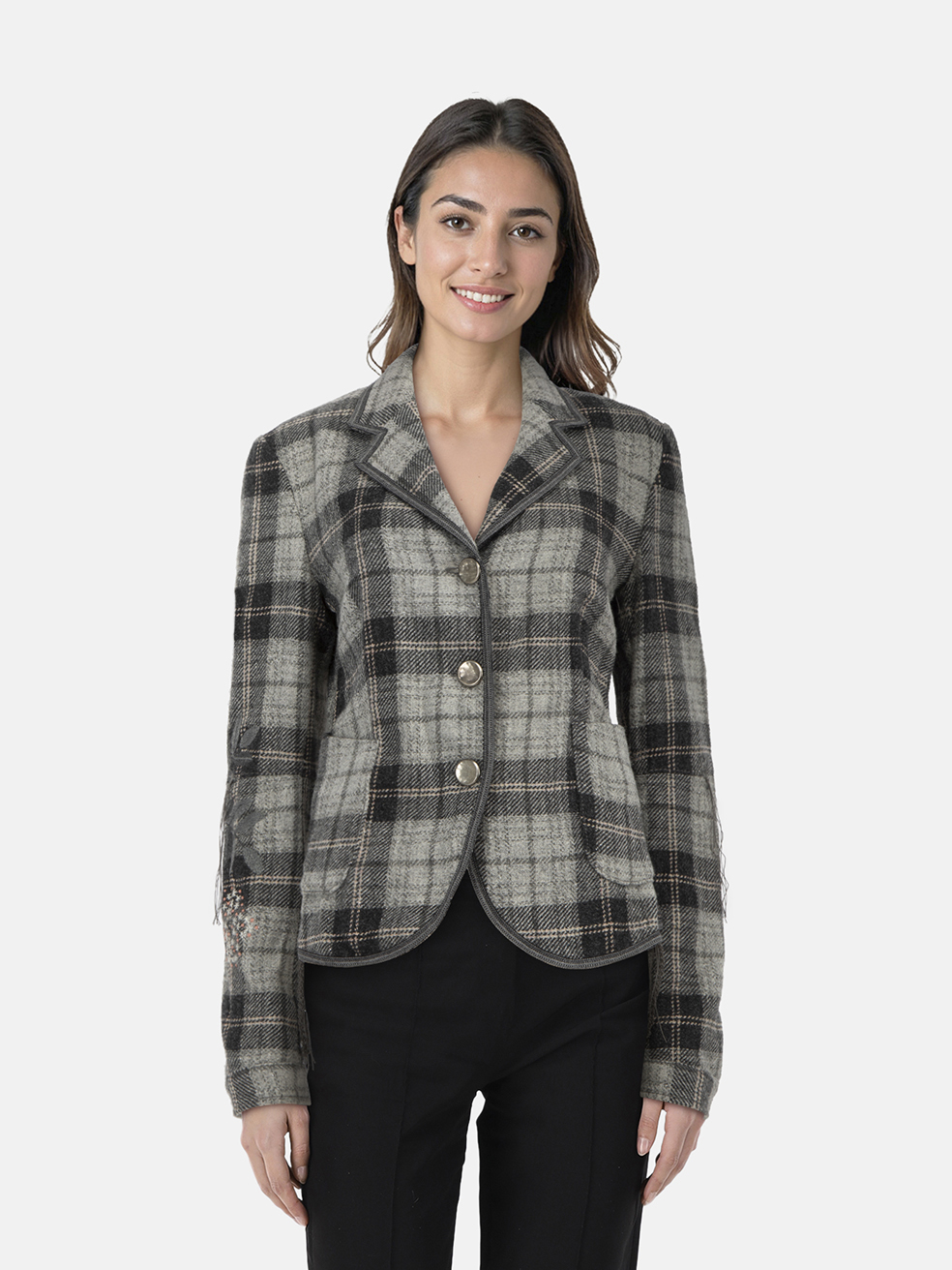 Marith� + Fran�ois Girbaud Grey Wool Tartan Jacket