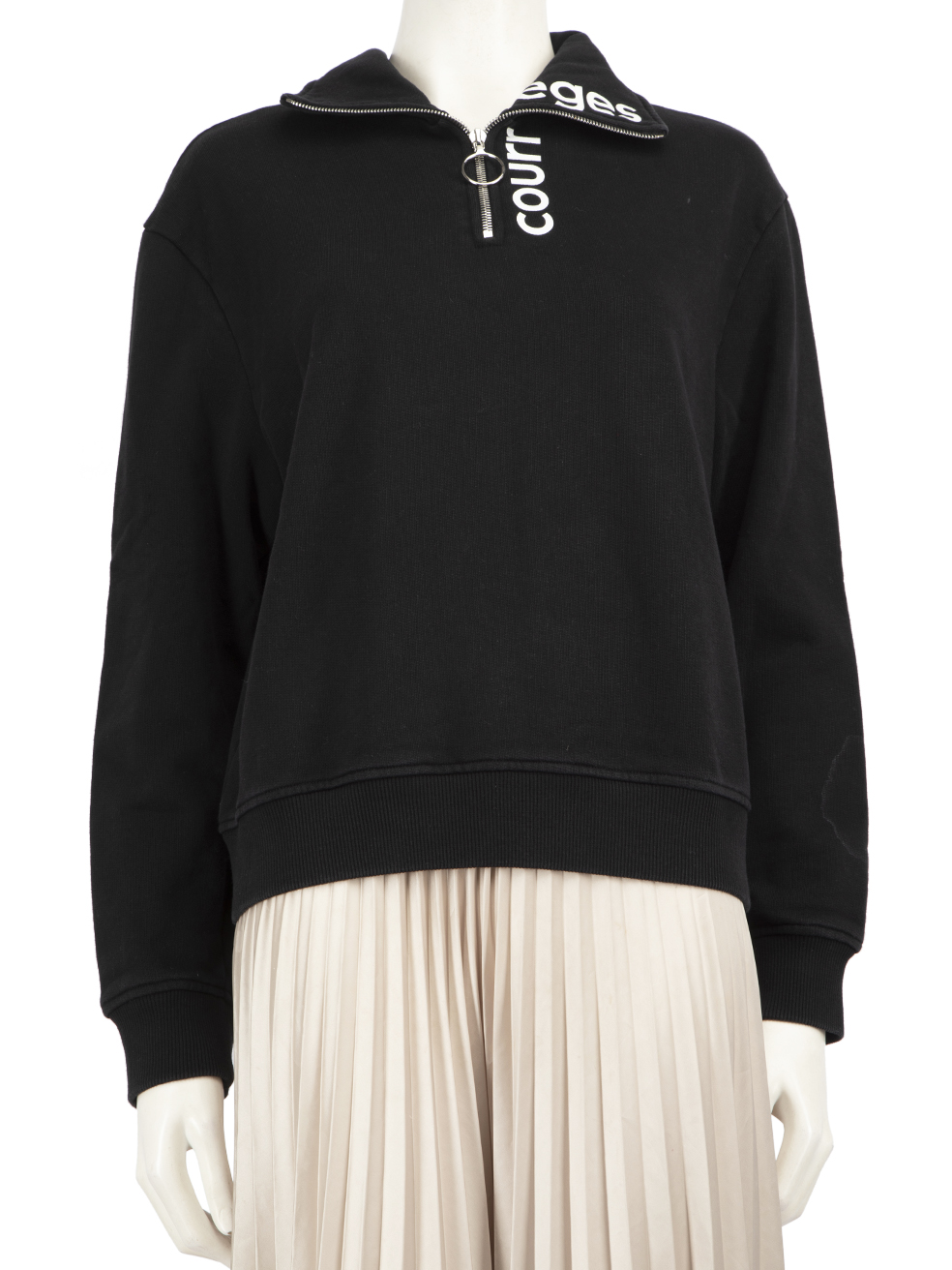 Courrèges Pre-Owned Black Logo Print Quarter Zip Sweatshirt