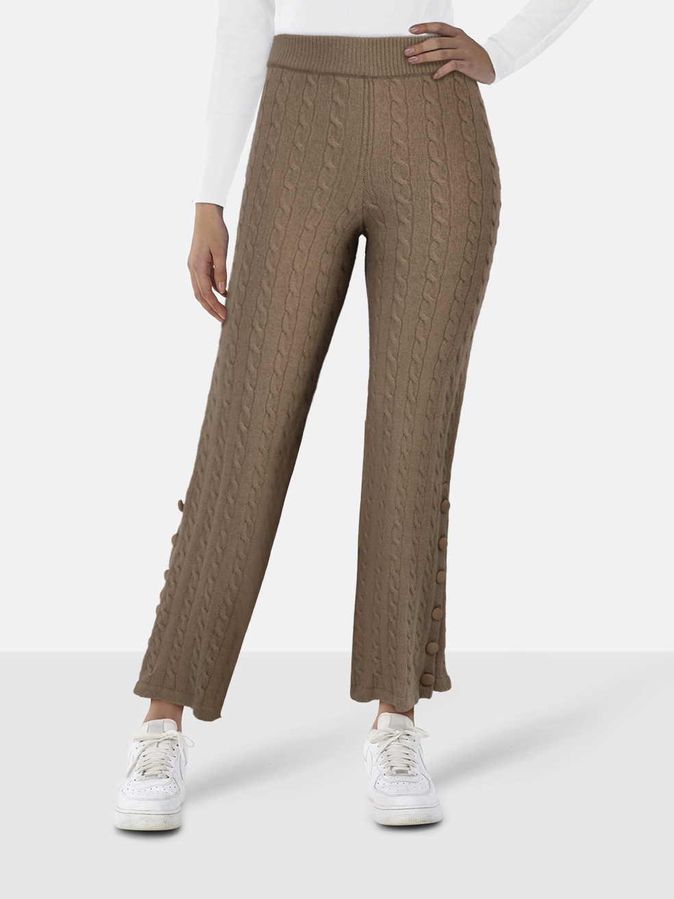 JoosTricot Brown Wool Cable Knit Trousers
