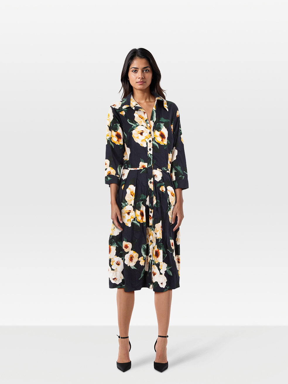Samantha Sung Pre-Owned Floral Print Midi Pleated Dress