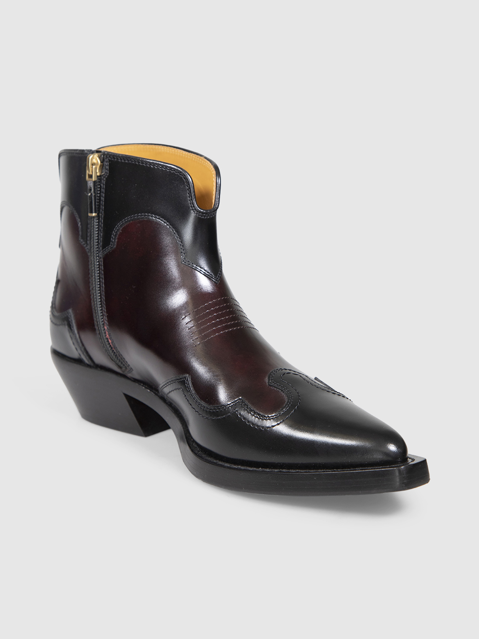 Dior Black & Brown Leather Western Ankle Boots