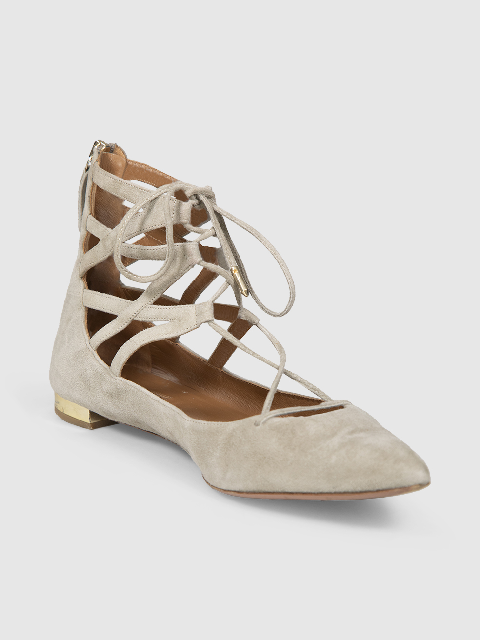 Aquazzura Grey Suede Cut Out Sandals