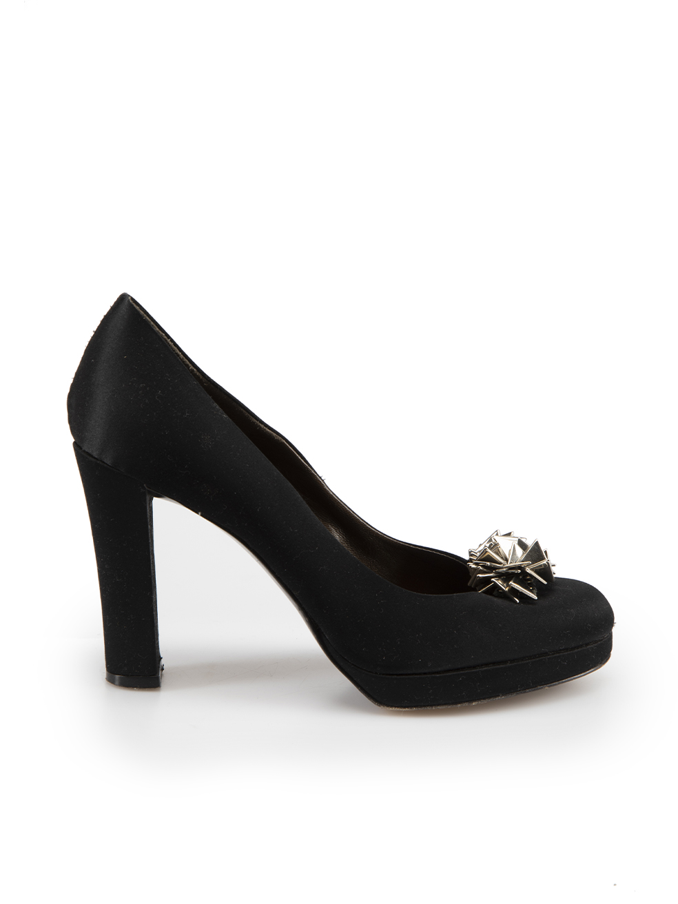 Etro Pre-Owned Black Satin Embellished Accent Pumps