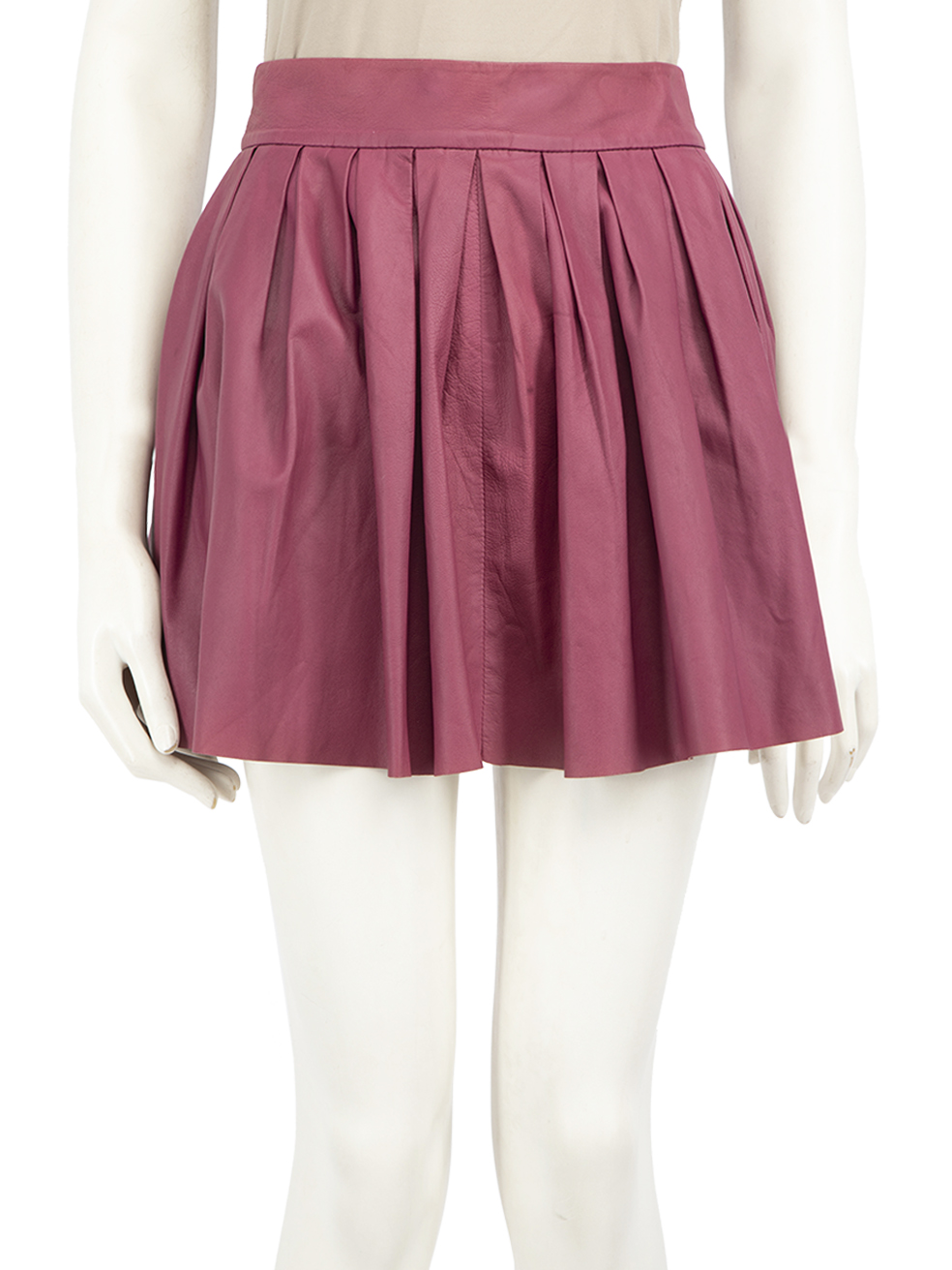 Alice + Olivia Women's Purple Leather Pleated Mini Skirt
