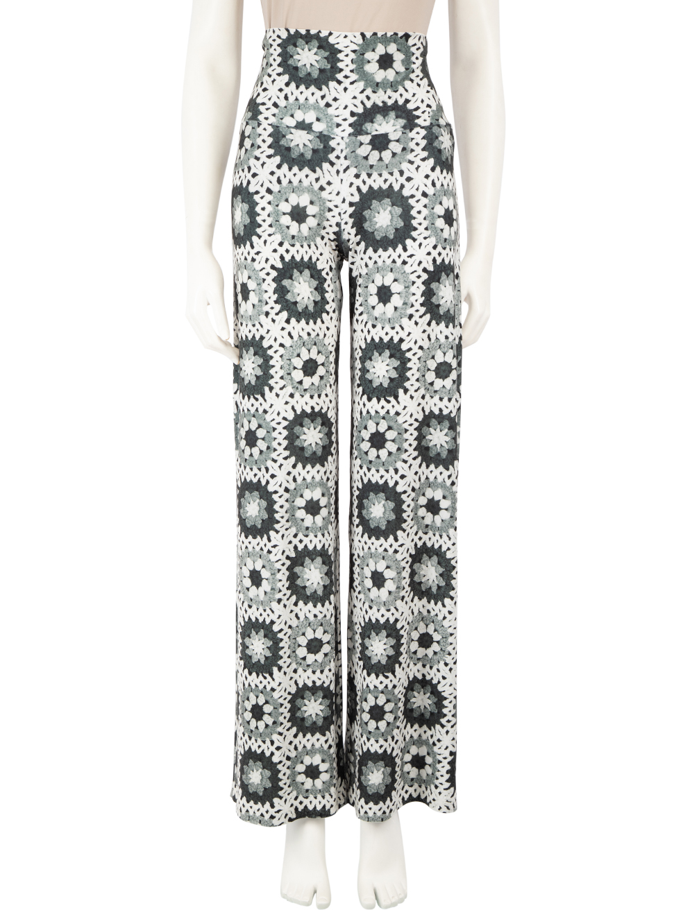 Norma Kamali Pre-Owned Grey Crochet Pattern Trousers