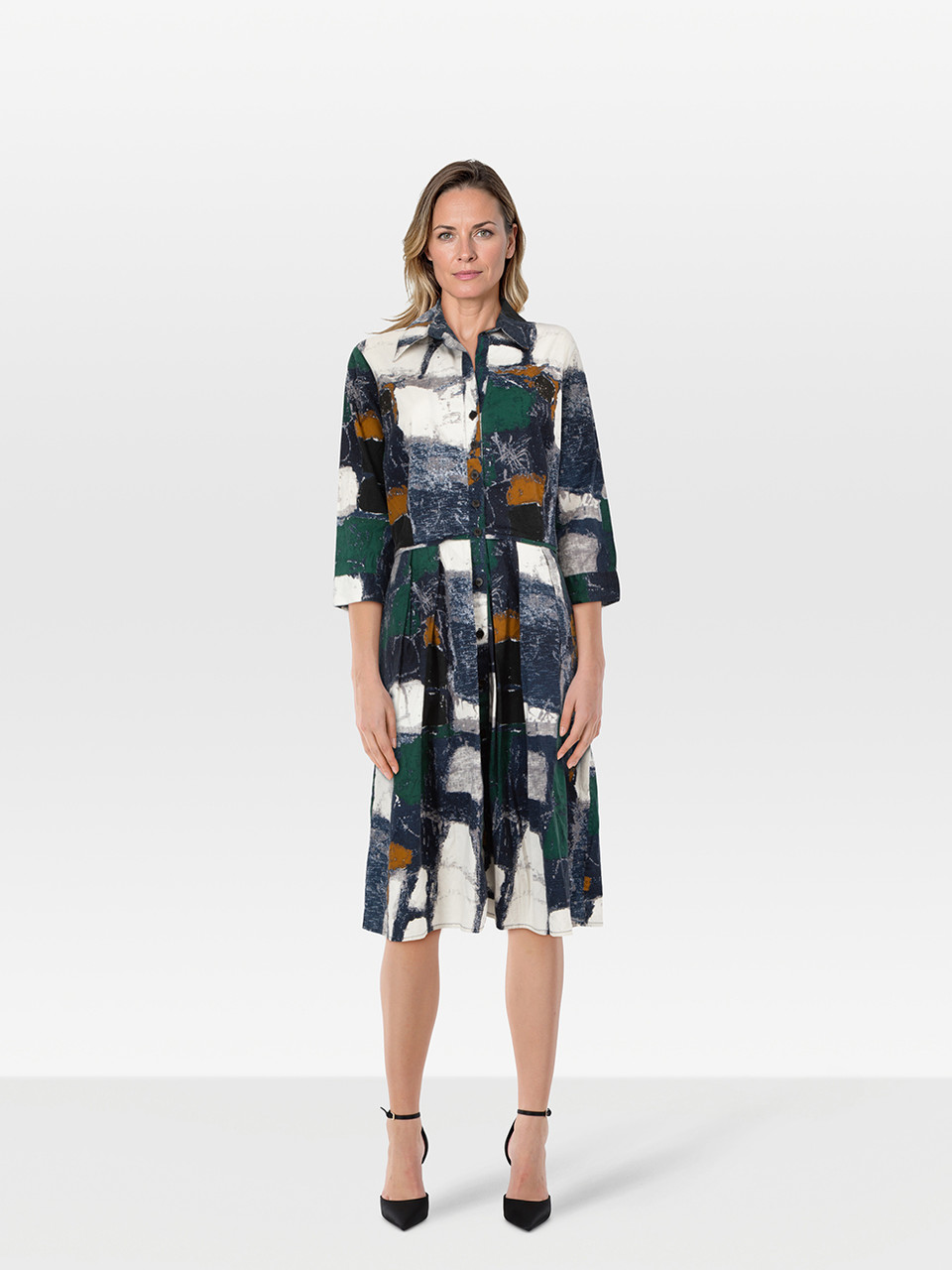 Samantha Sung Pre-Owned Abstract Pattern Shirt Dress
