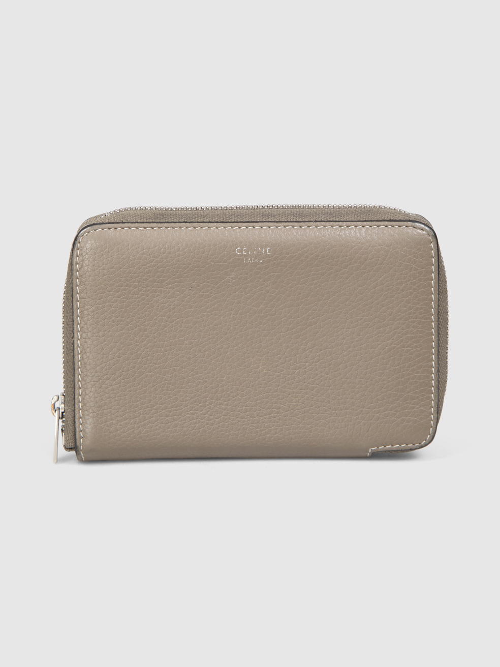 C�line Grey Leather Continental Wallet