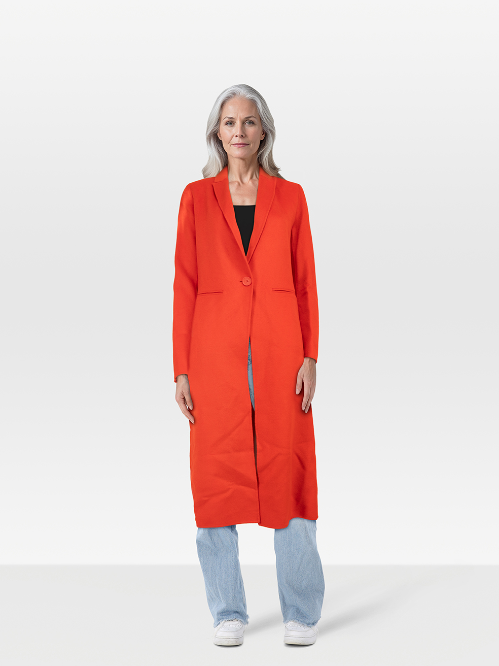 Maje Pre-Owned Red Wool Single Breasted Long Coat