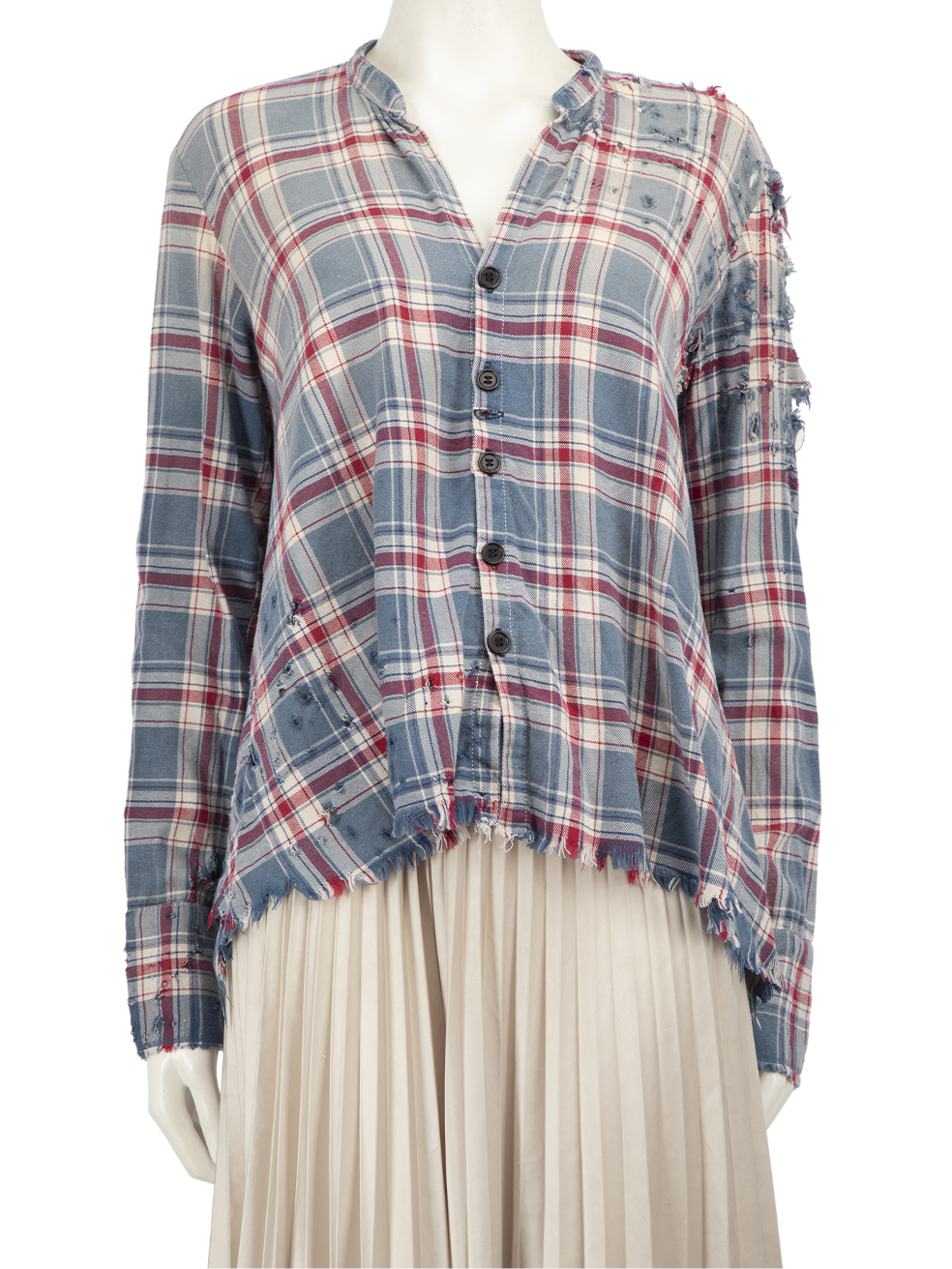 Greg Lauren Pre-Owned Checkered Distressed Shirt