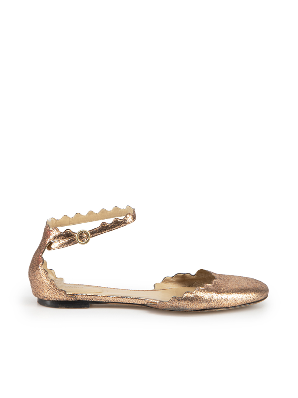 Chloé Pre-Owned Metallic Pink Lauren Ankle Strap Flats