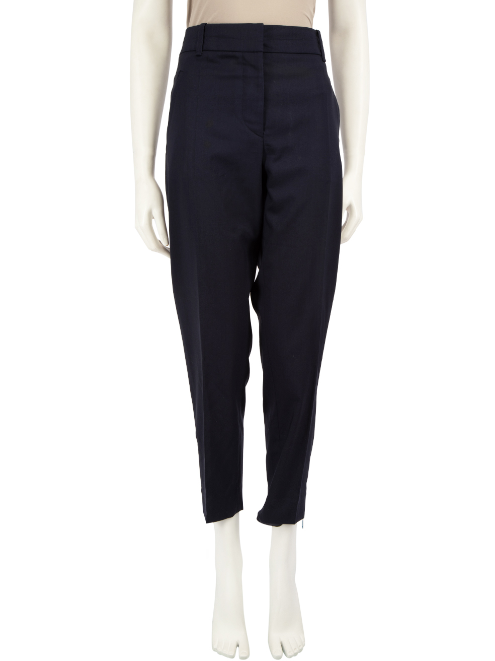 Louis Vuitton Pre-Owned Navy Wool Zipped Cuff Slim Trousers