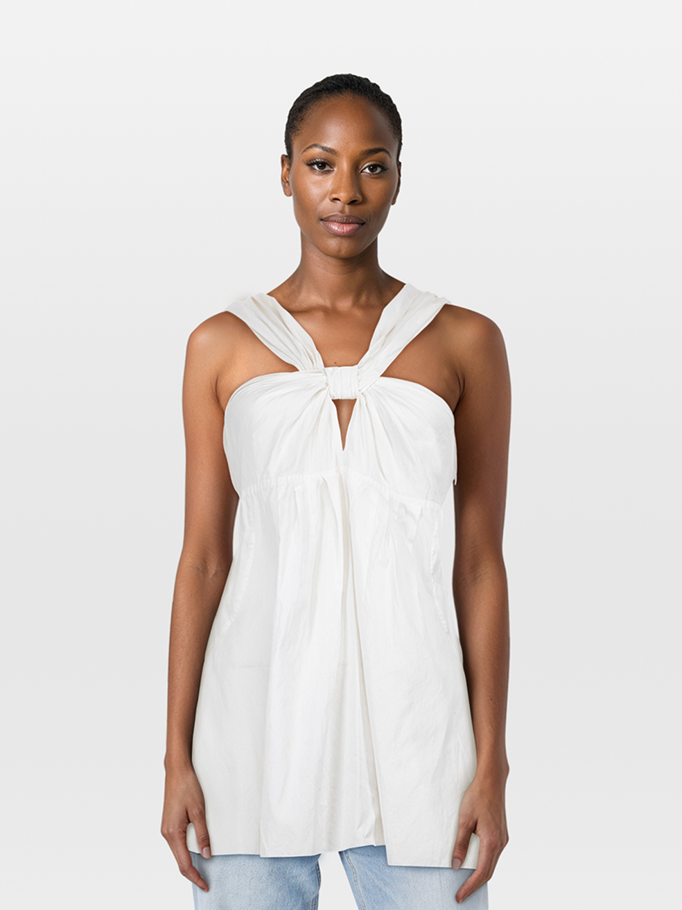 Prada Pre-Owned White Knot Detail Sleeveless Top