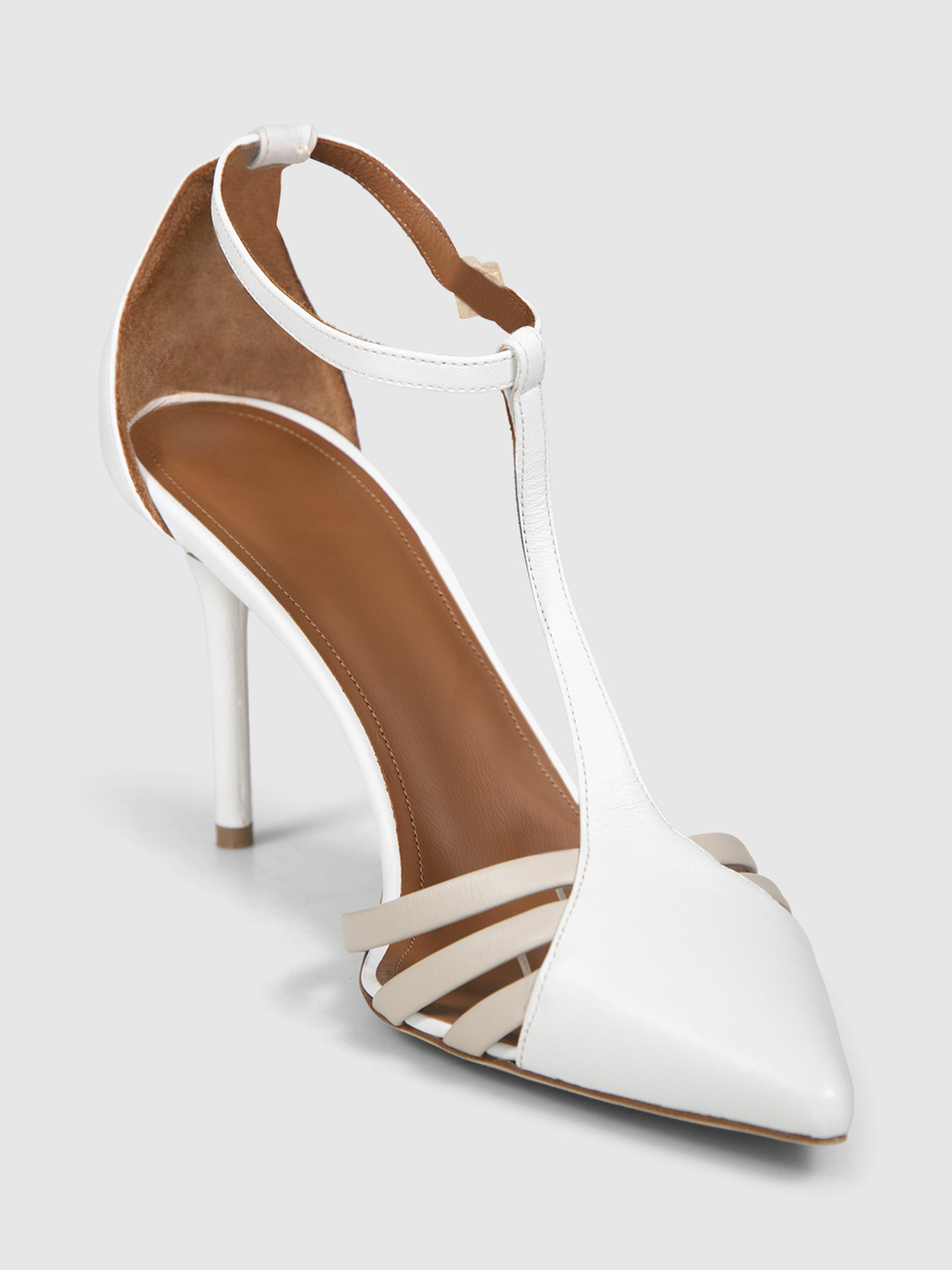 Malone Souliers White Pointed Toe Cut Out Heels