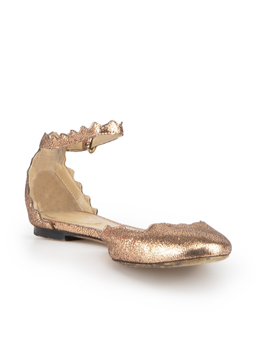 Chlo� Metallic Pink Lauren Ankle Strap Flats