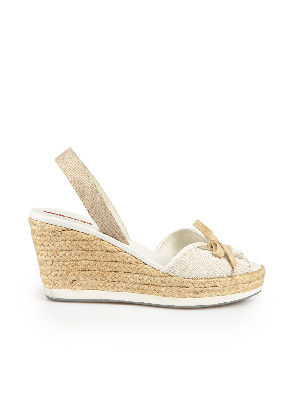 Prada Pre-Owned Prada Sport Beige Beige Laced Slingback Wedges
