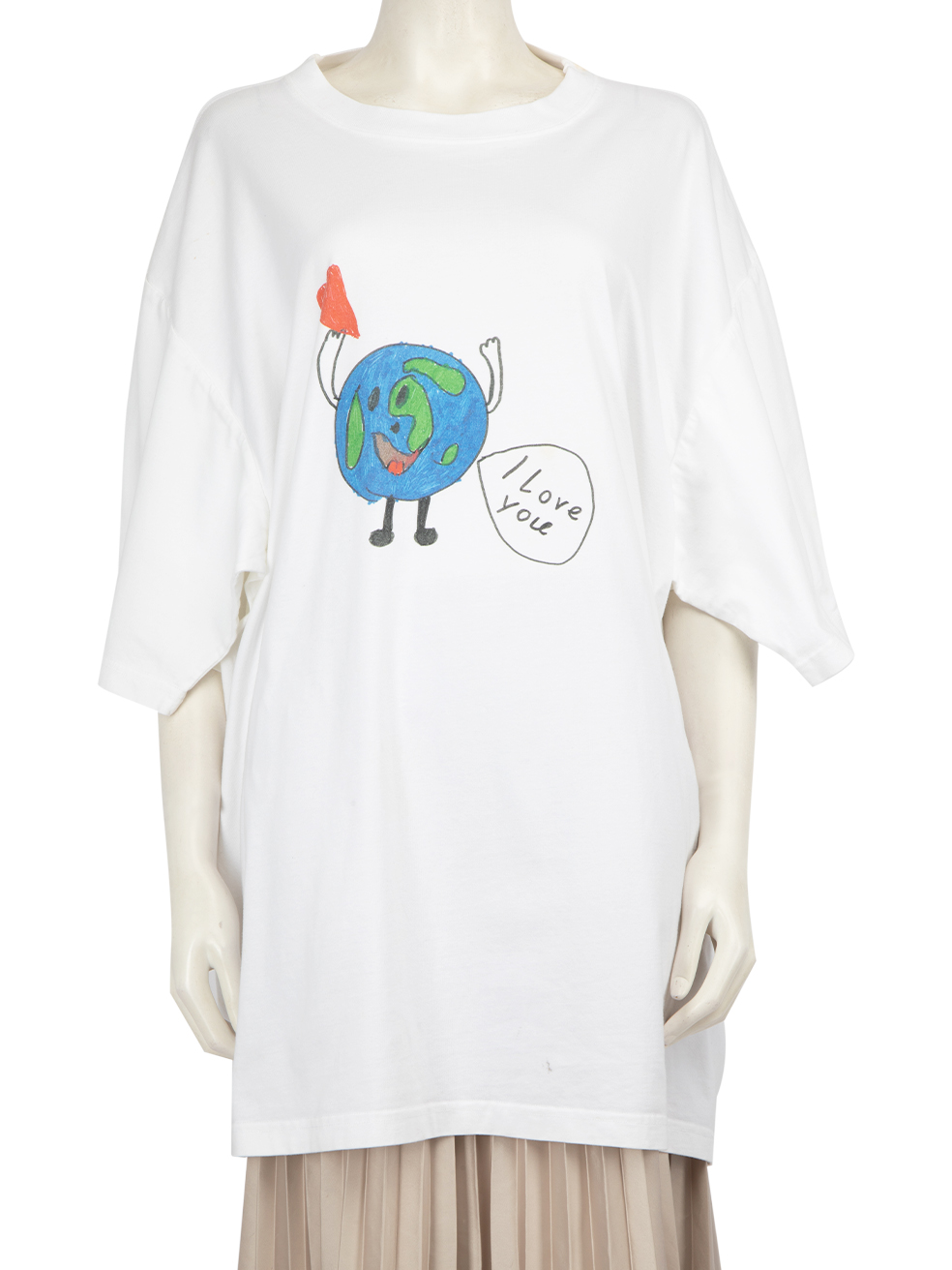 Balenciaga Pre-Owned White Oversized Earth Graphic T-Shirt