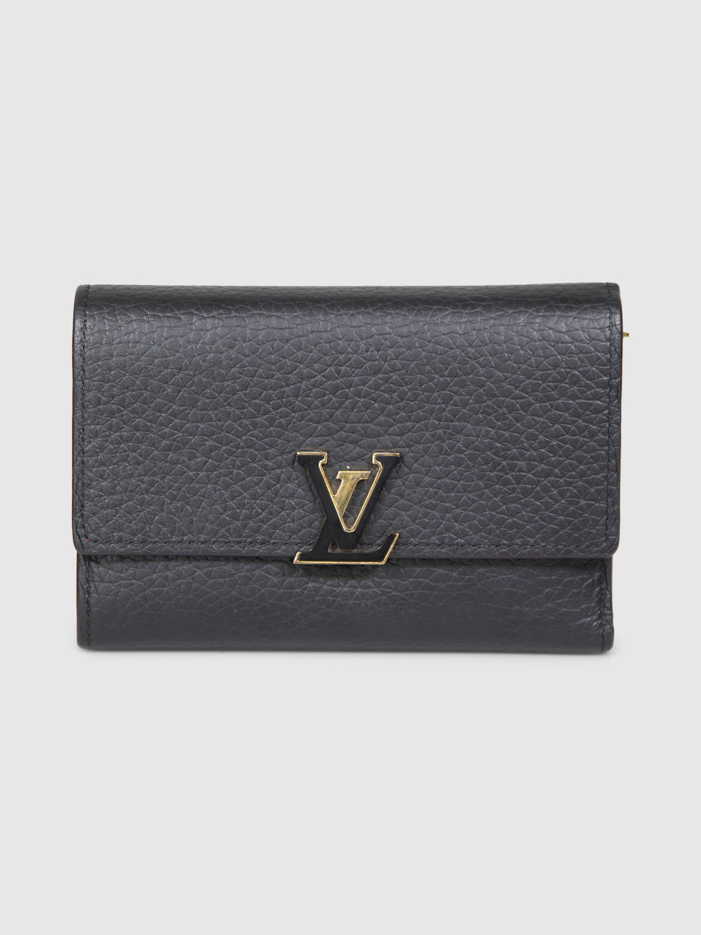 Louis Vuitton Black Leather Capucines Compact Wallet