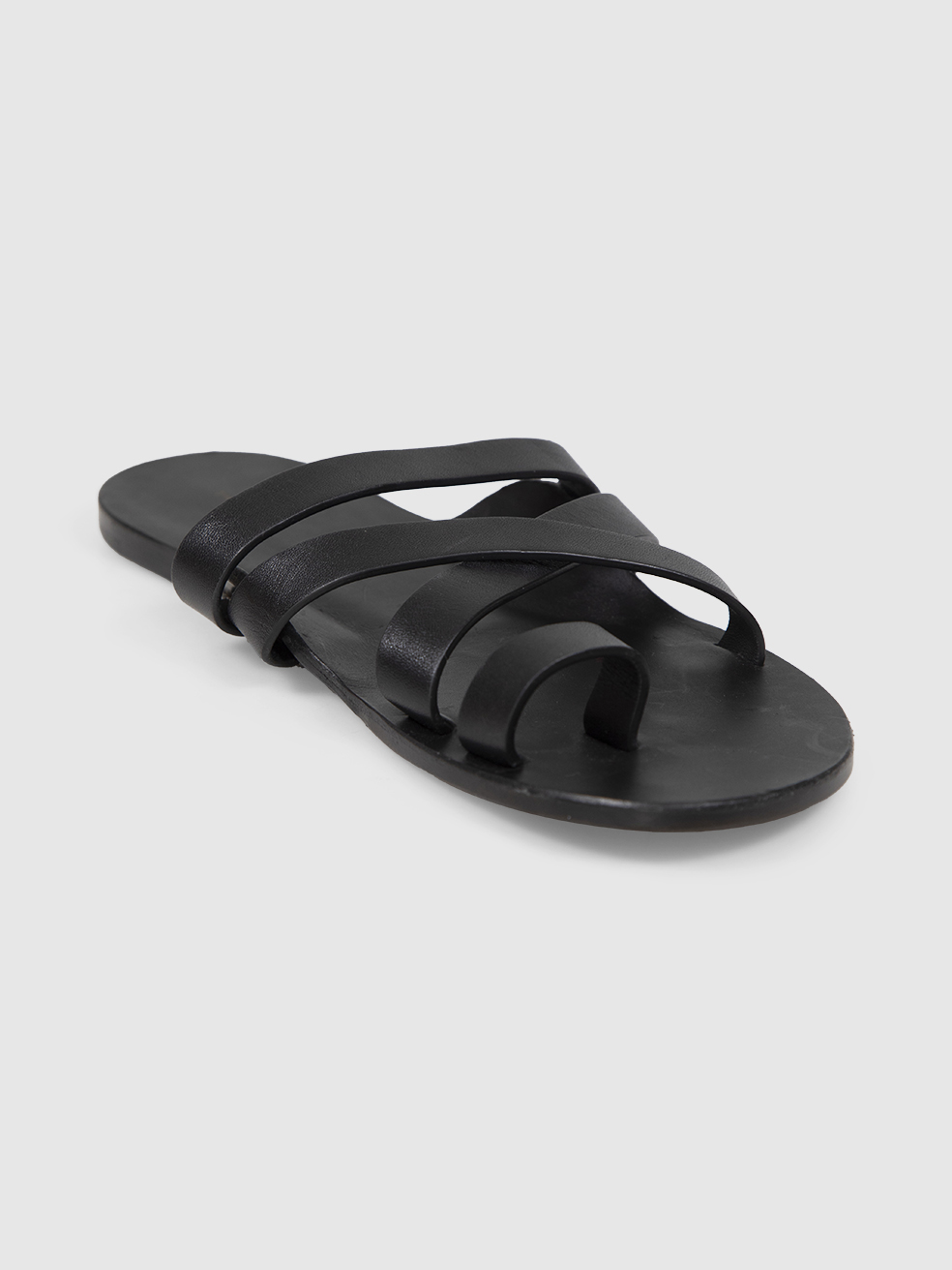 The Row Black Leather Cross Strap Kris Sandals
