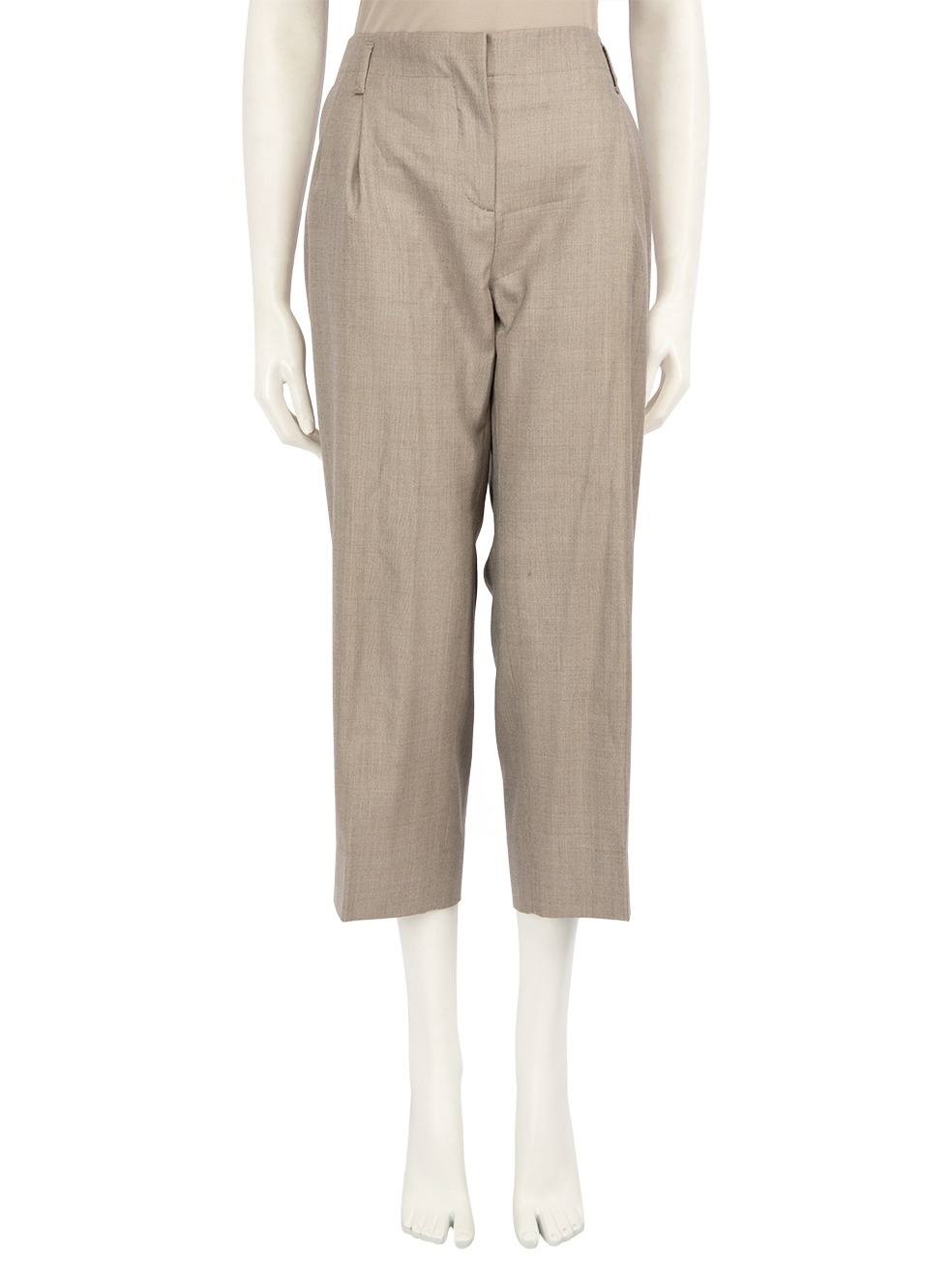 Max Mara Pre-Owned Beige Wool Cropped Trousers