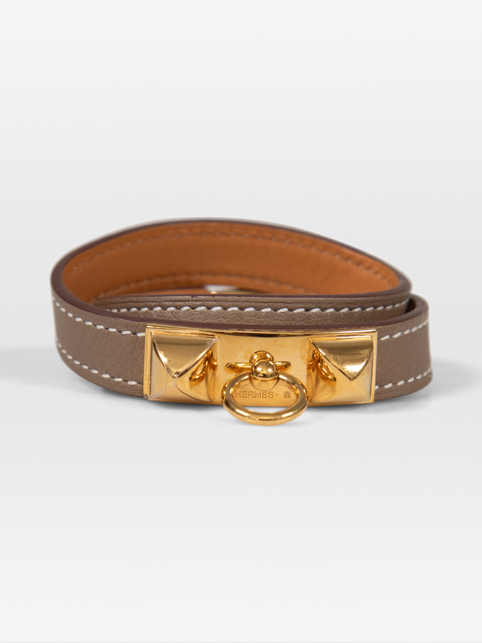 Hermès Pre-Owned Brown Leather Double Tour Rivale Bracelet