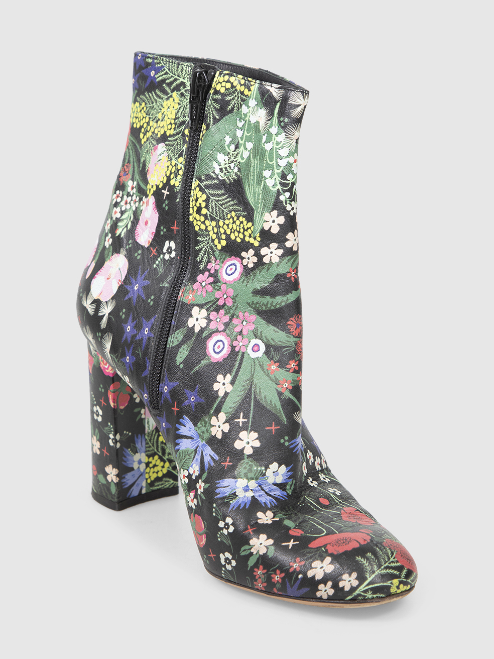 Valentino Garavani Women's Multicolour Floral Print Leather Heeled Boots