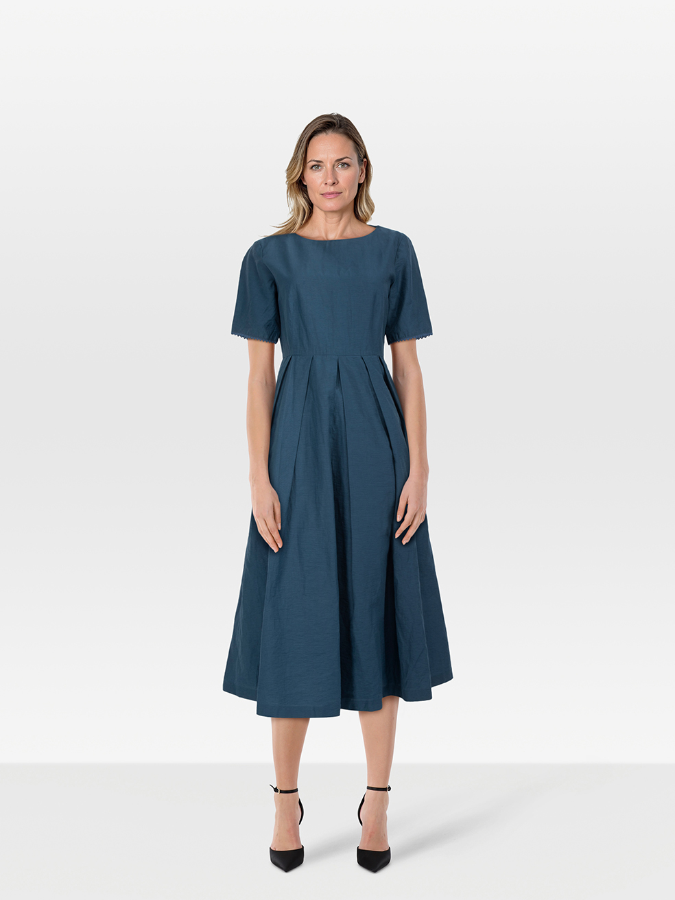 Max Mara Pre-Owned Navy Short Sleeves Midi Dress