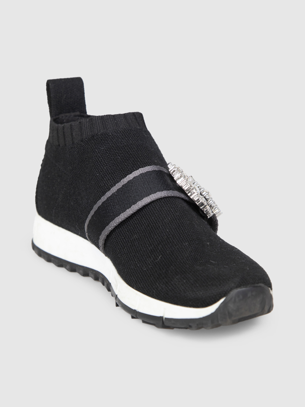 Jimmy Choo Black Crystal Buckle Sock Trainers