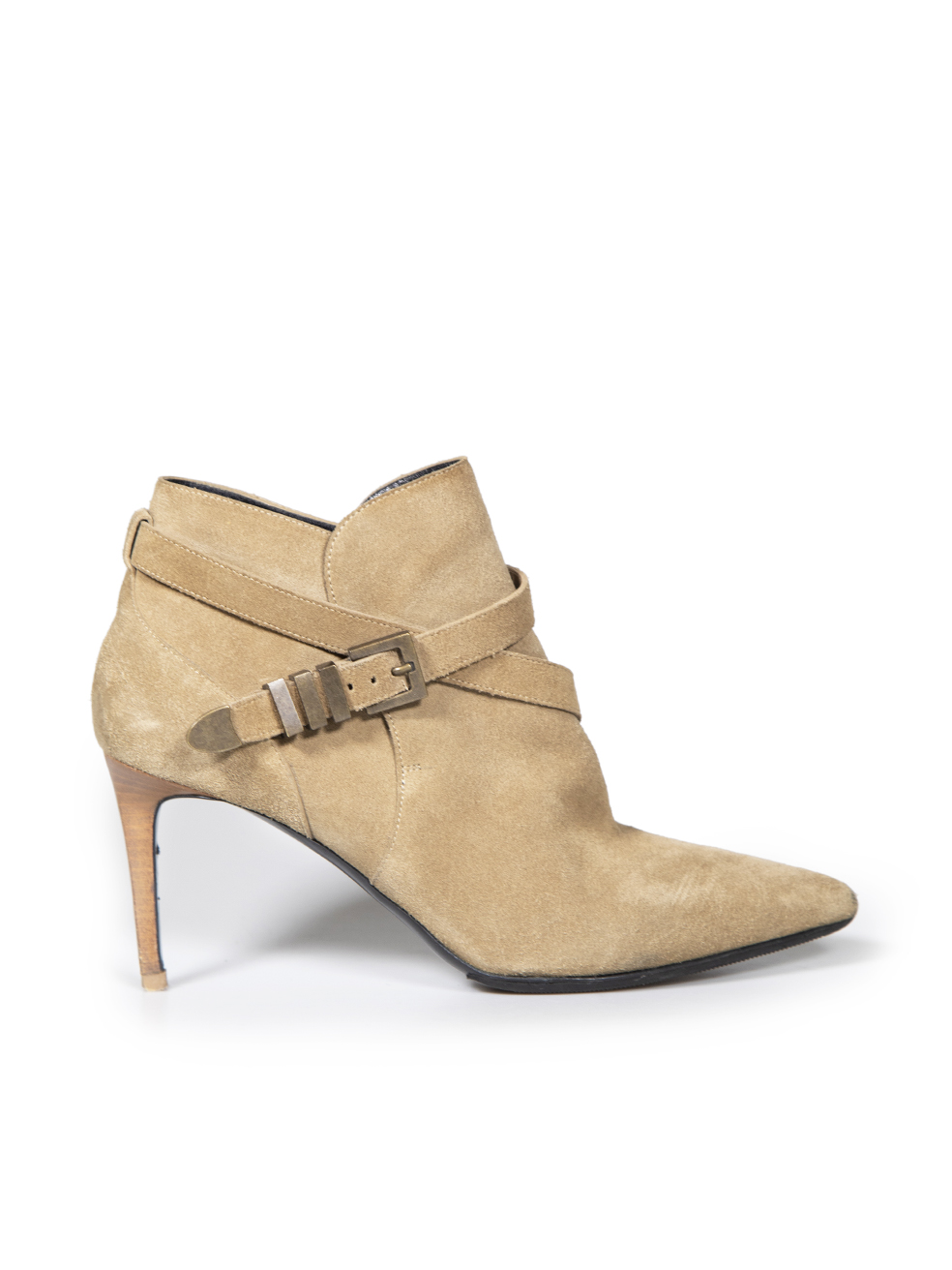 Saint Laurent Pre-Owned Brown Suede Strap Ankle Boots