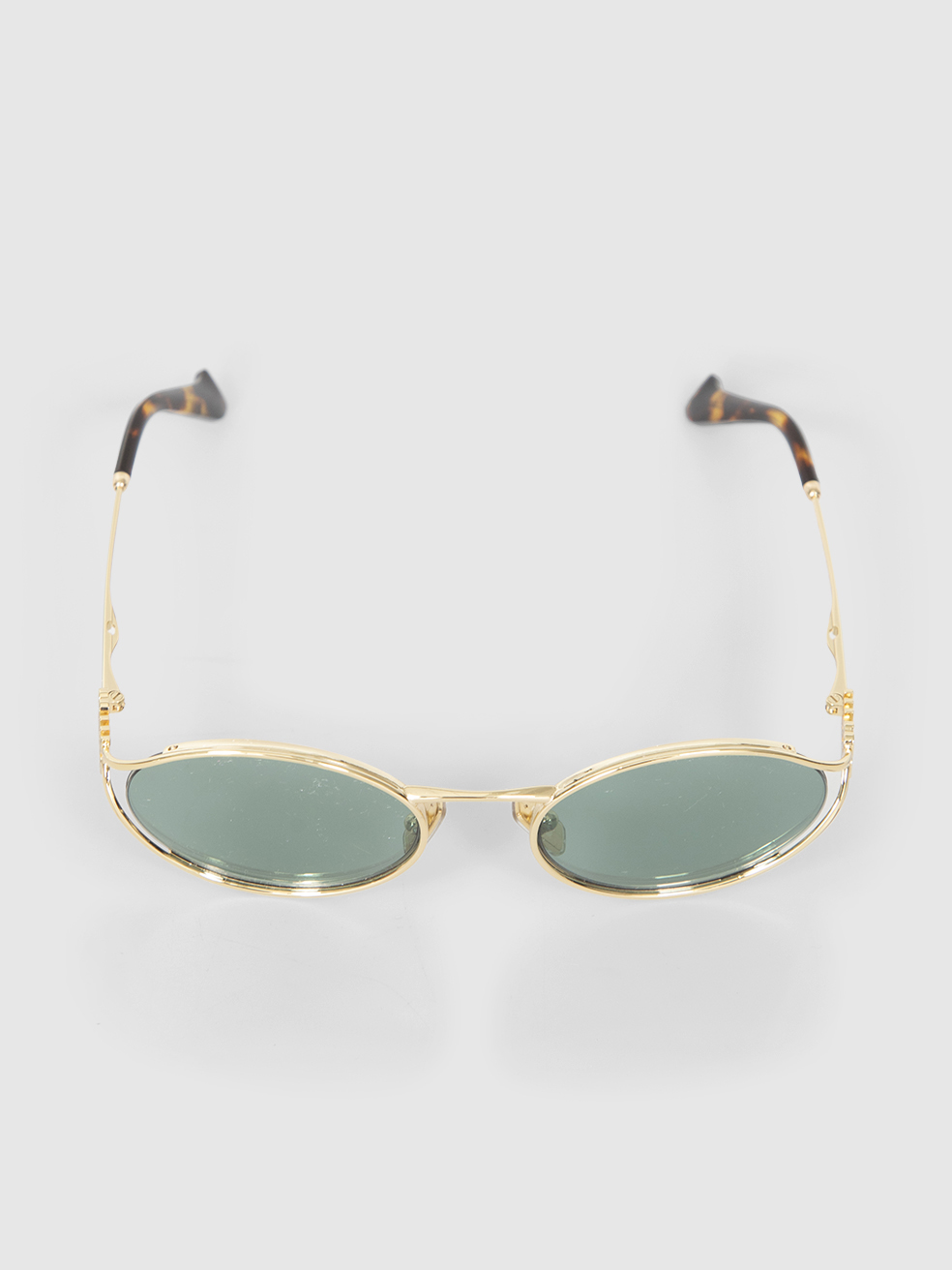 Miu Miu Women's Gold Frame Green Lenses Sunglasses