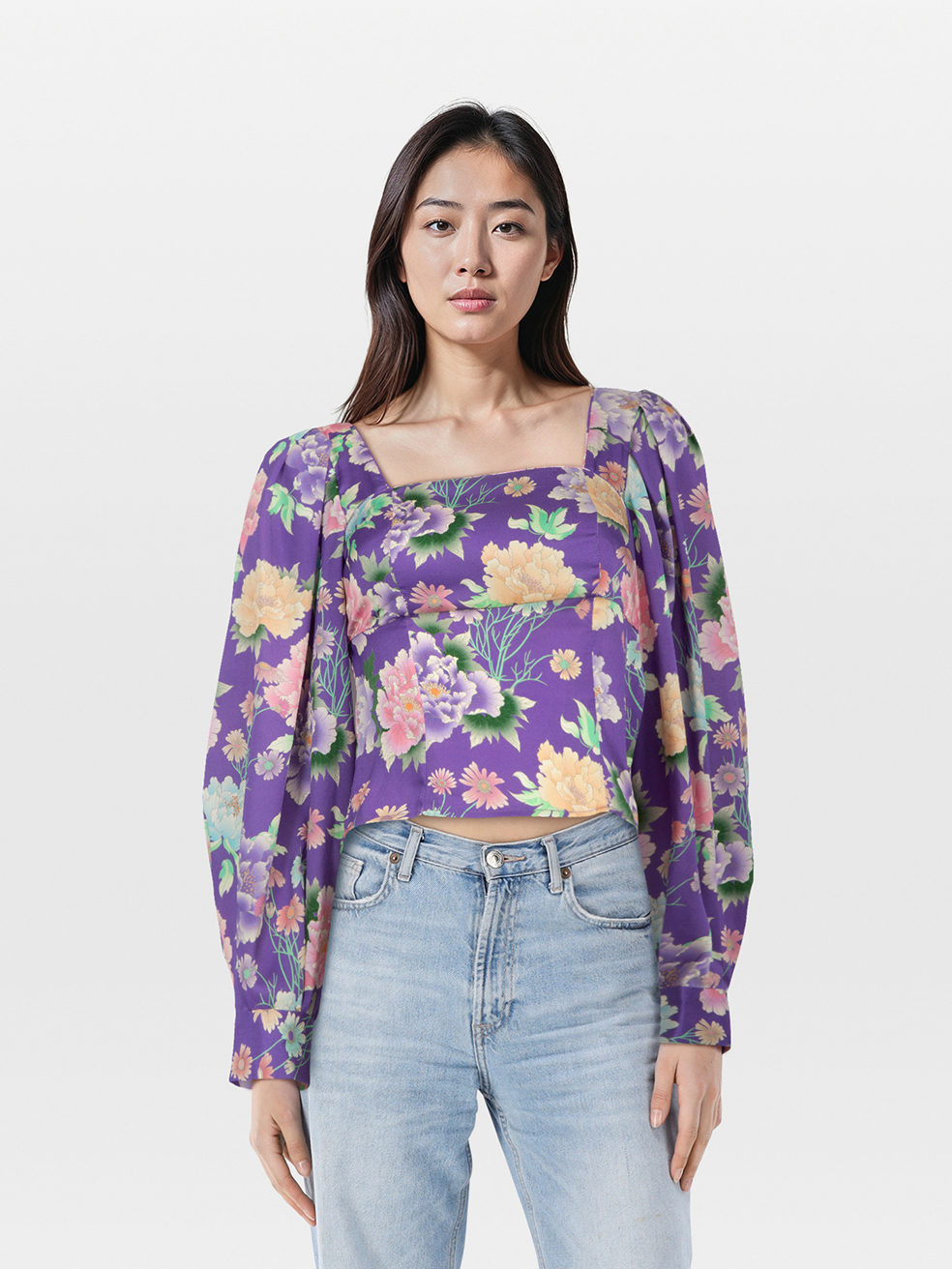 Sandro Purple Floral Print Top