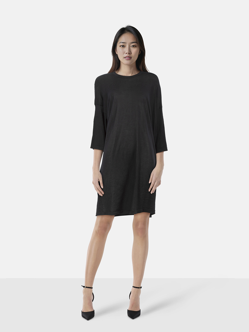 The Row Black Cashmere Mid Sleeve Dress