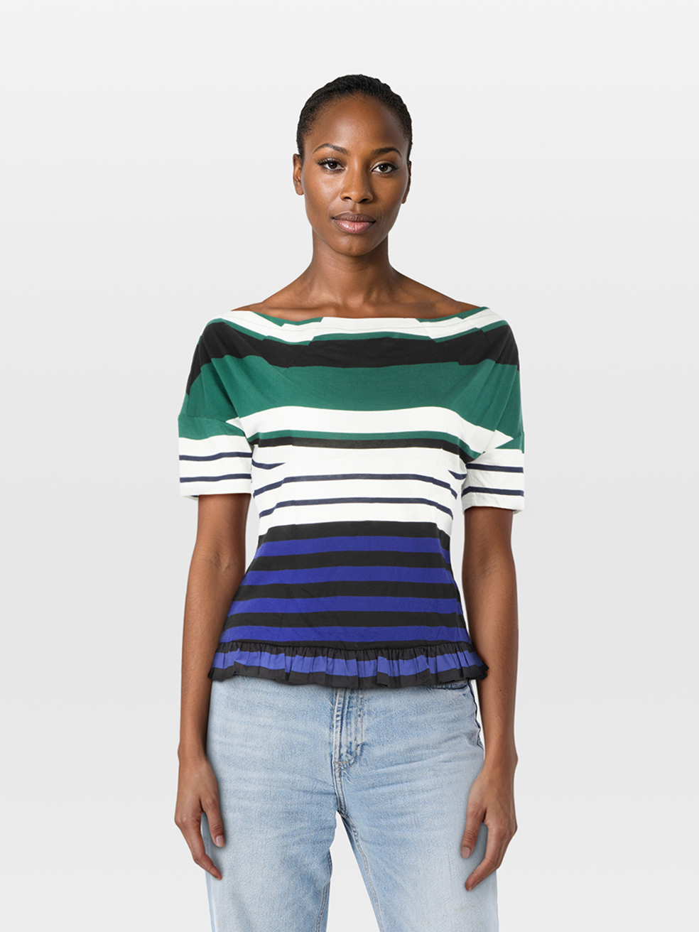 Prada Pre-Owned Striped Short Sleeve Top
