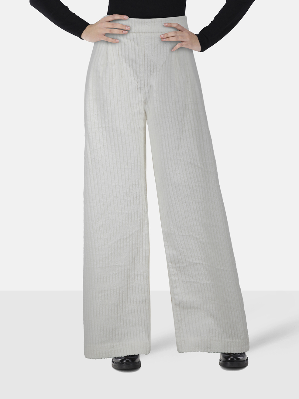 Michael Lo Sordo White Corduroy Wide Leg Trousers