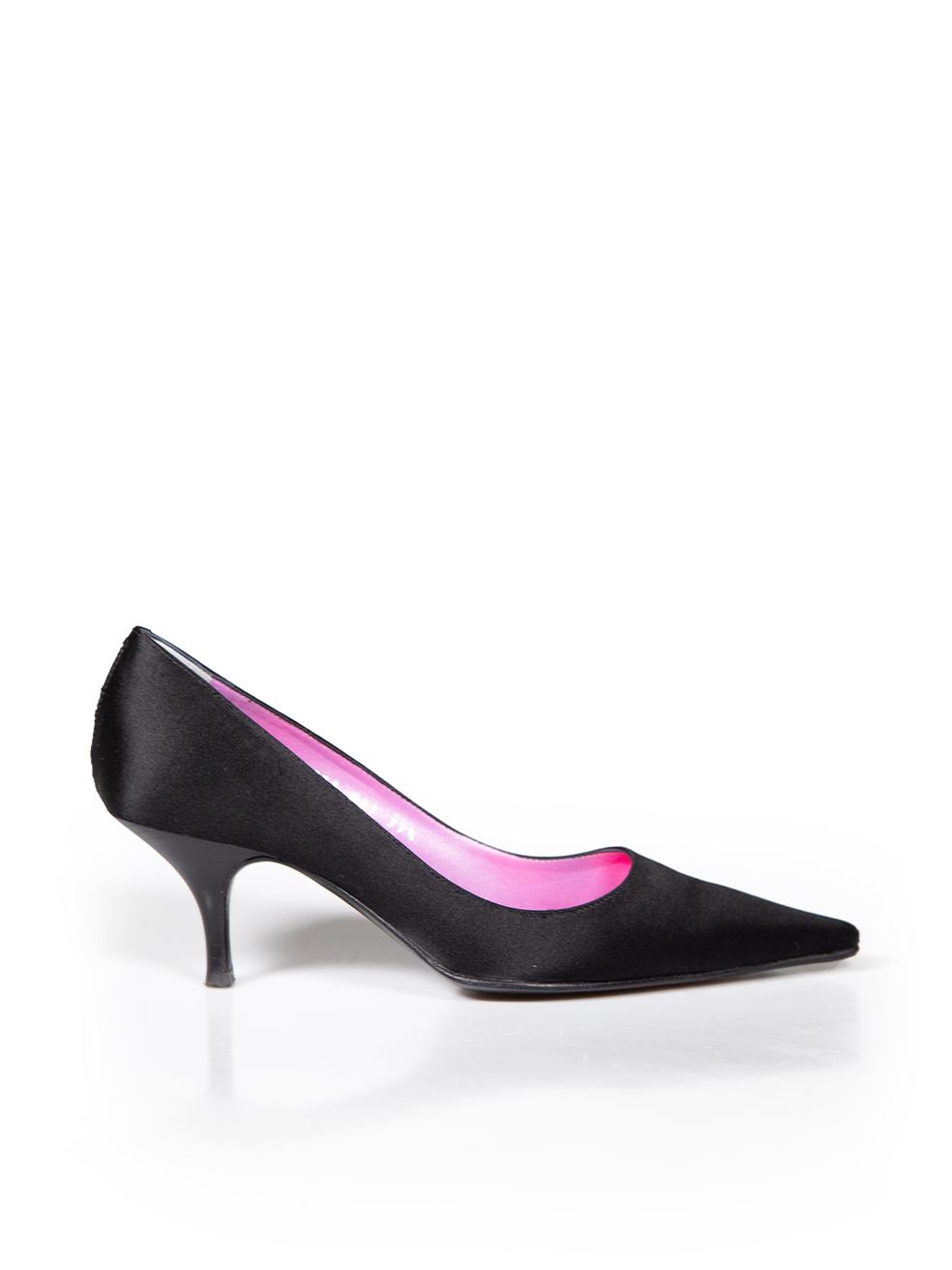 Mascar� Black Satin Mid Heel Pumps