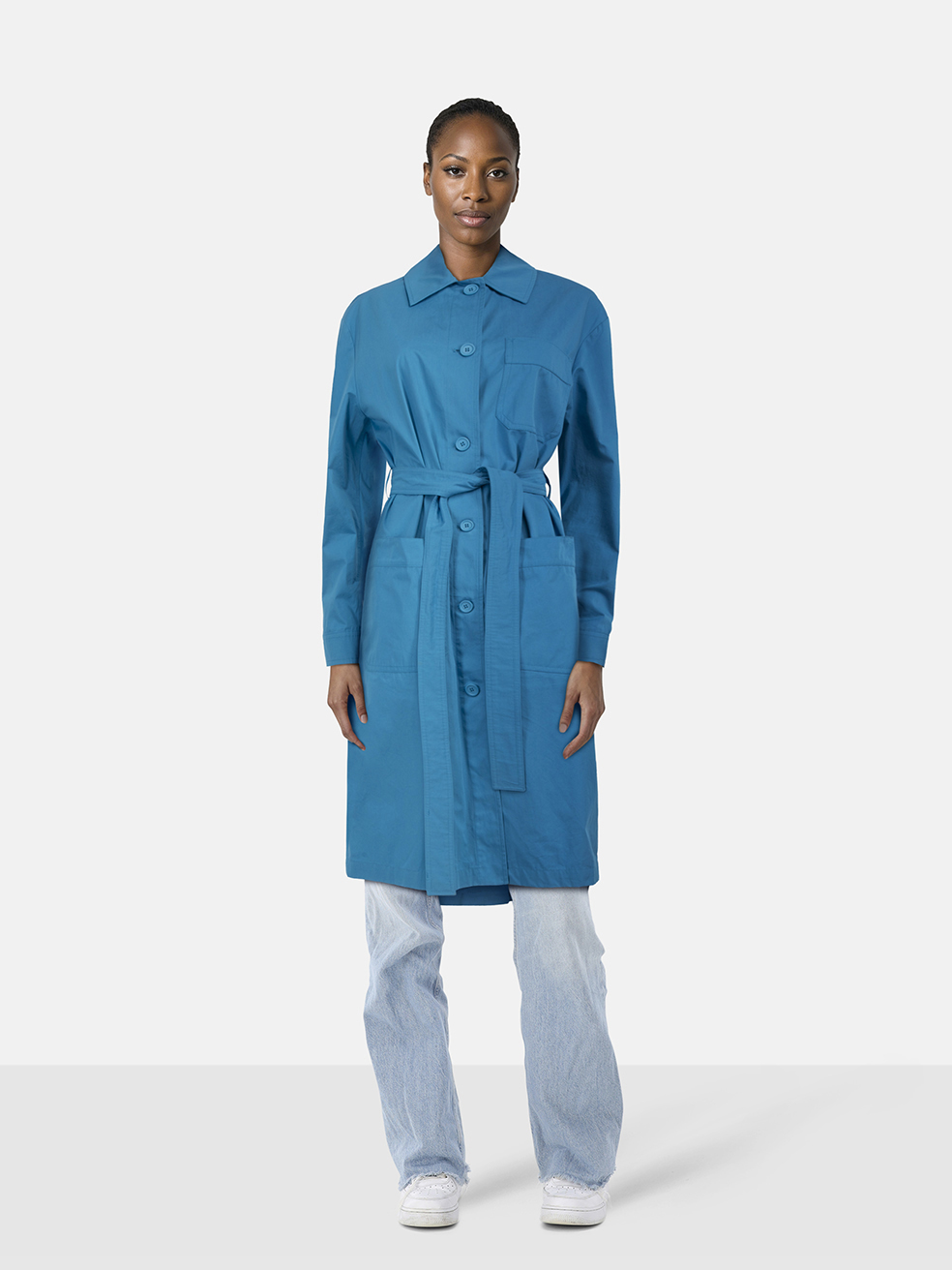 Sportmax Blue Belted Trench Coat