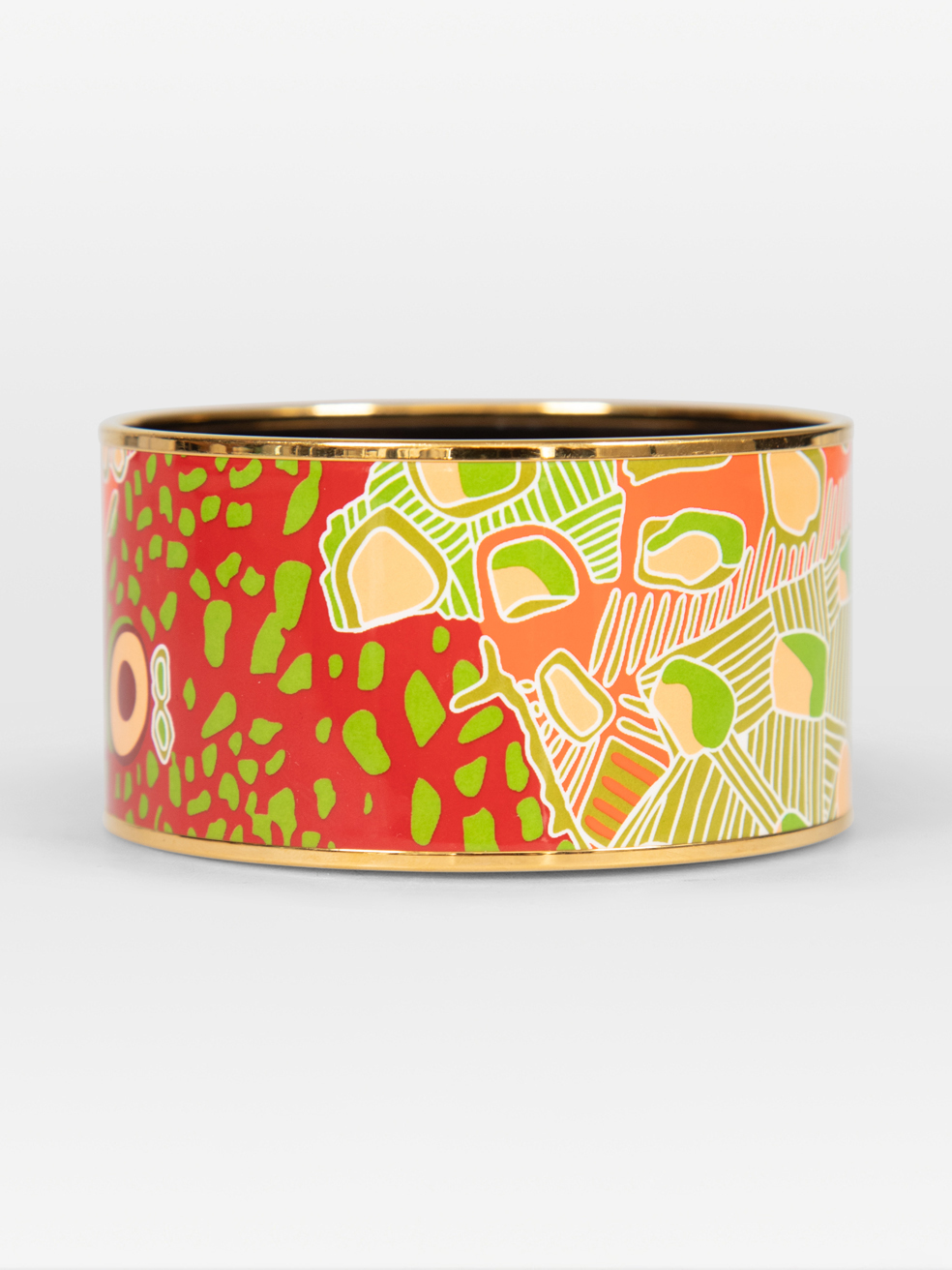 Hermès Pre-Owned Gold Plated Enamel Extra Wide Bangle