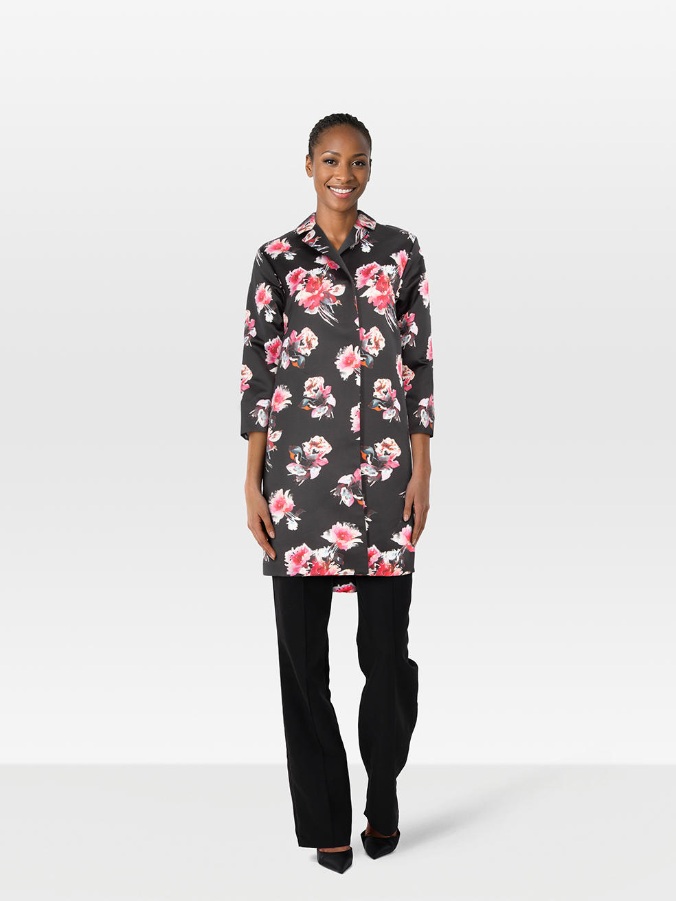MSGM Floral Print Mid Length Coat