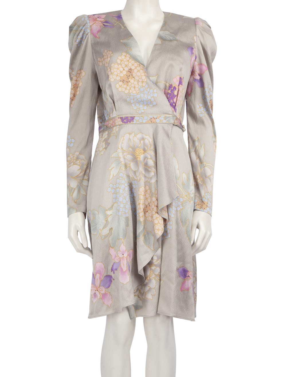 Leonard Pre-Owned Floral Silk Knee Length Wrap Dress