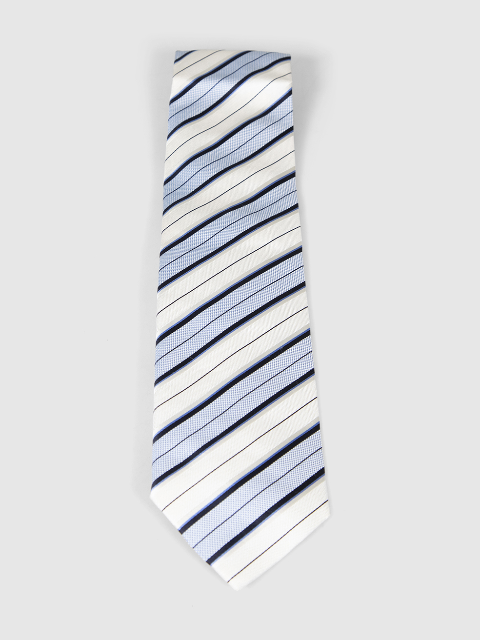 Ermenegildo Zegna Blue & White Striped Silk Tie