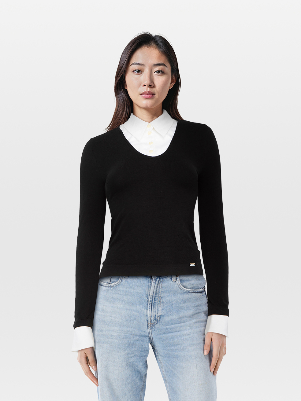 Wolford Layered Shirt & Sweater Rome Pullover Top