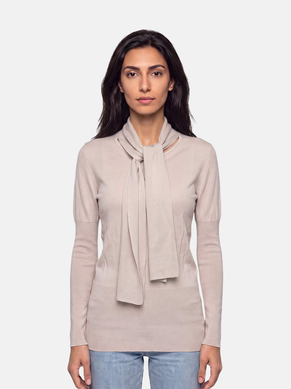 Vivienne Westwood Beige Wool Knit Scarf Jumper