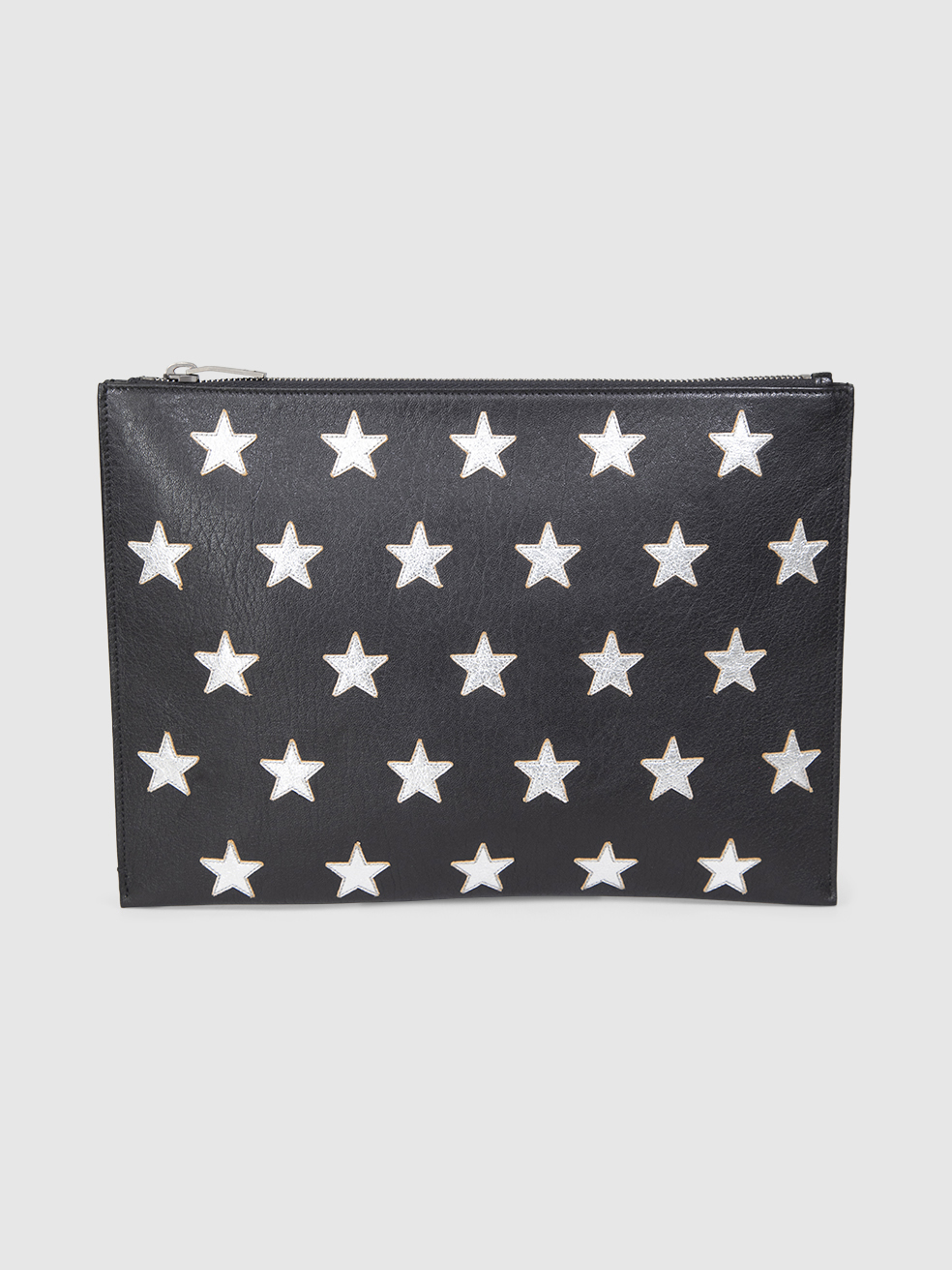 Saint Laurent Black Leather Star Clutch Bag