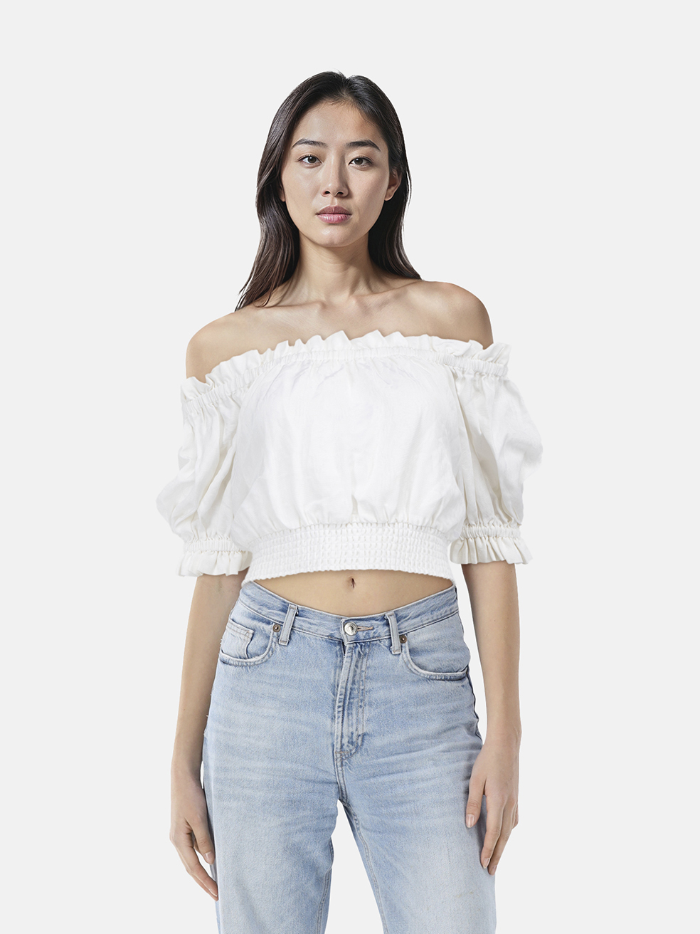 Alice + Olivia White Off Shoulder Top