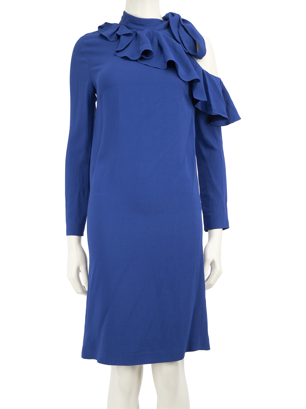 Emilio Pucci Pre-Owned Blue Ruffle Neck Tie Dress