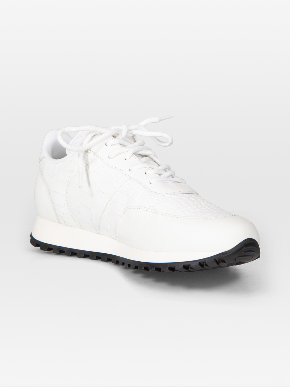 Giuseppe Zanotti White Crocodile Print Jimi Running Trainers