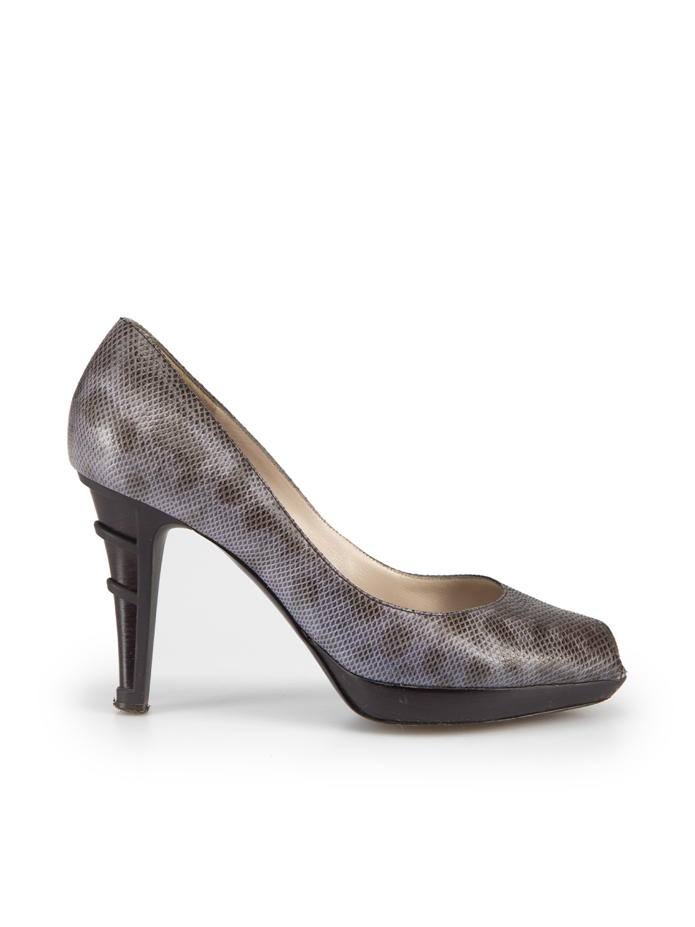 Salvatore Ferragamo Pre-Owned Purple Snakeskin Animal Print Peep Toe Heels