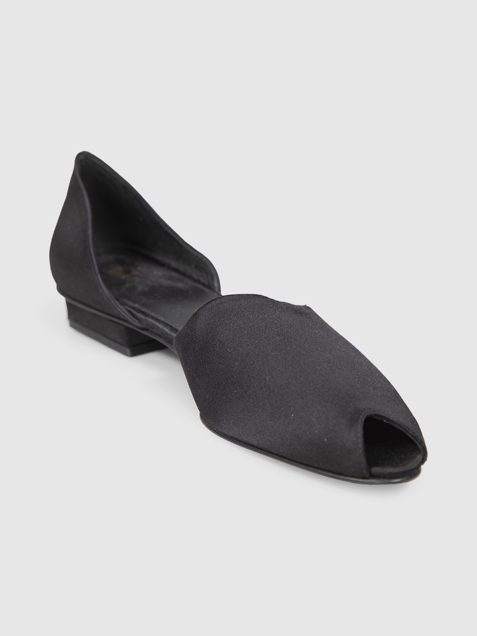 Tot�me Black Satin Peep Toe Flats