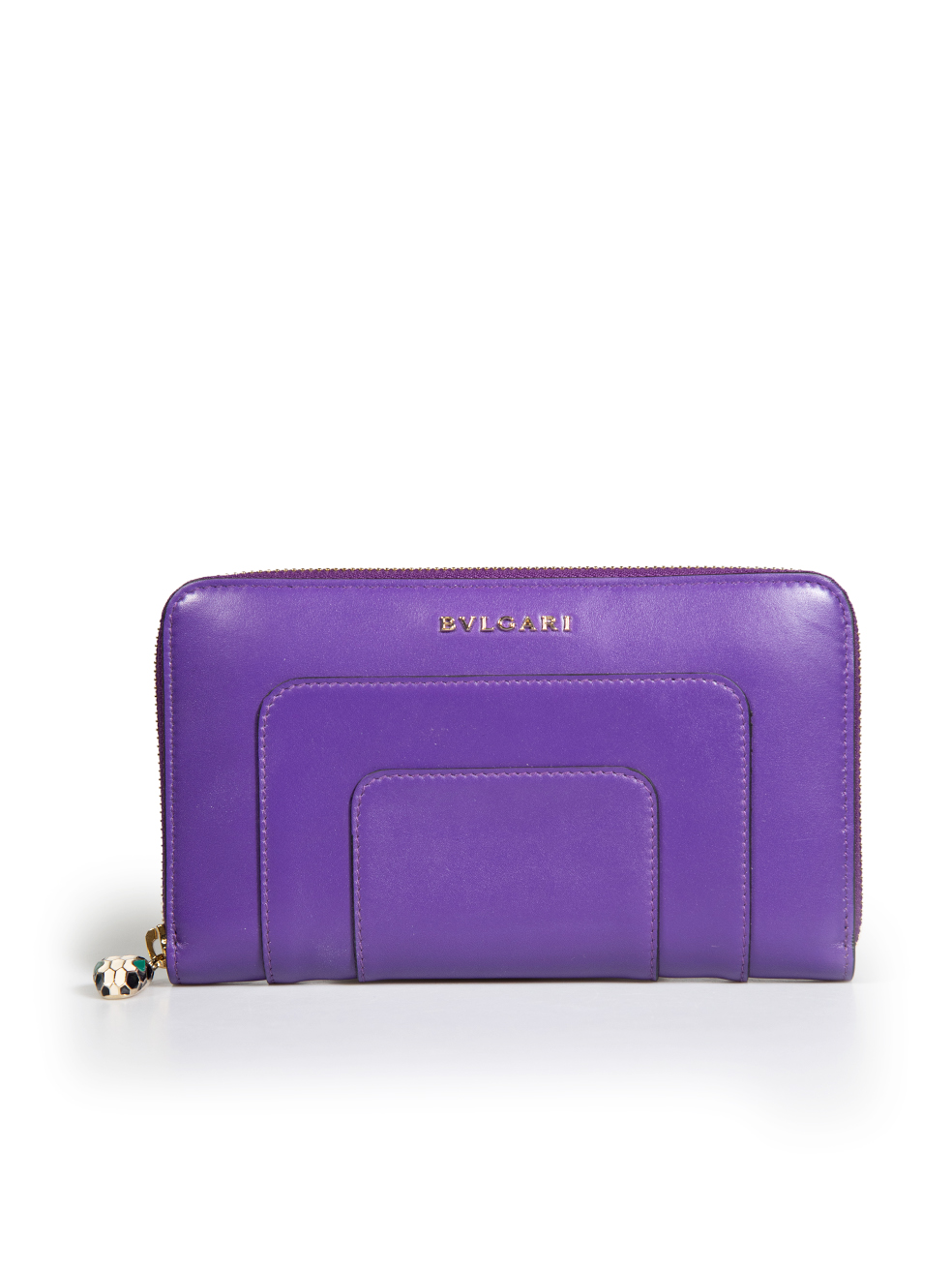 Bvlgari Pre-Owned Purple Leather Serpenti Forever Wallet