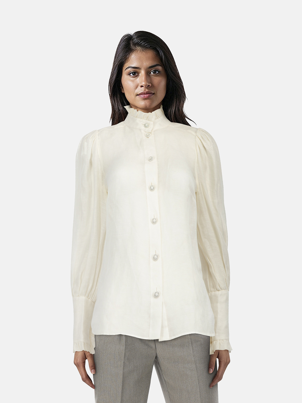 Zimmermann White Sheer Long Sleeve Shirt