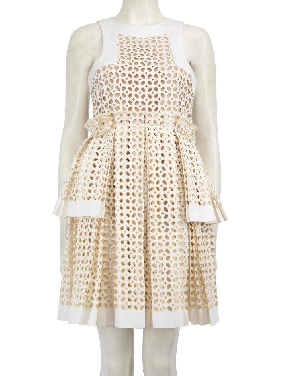 Alexander McQueen Pre-Owned White Layered Laser-Cut Dress